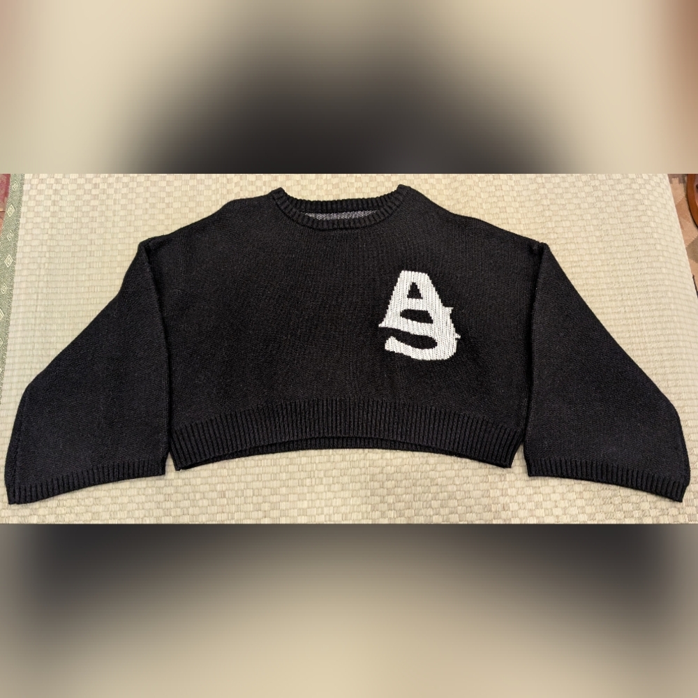 AlphaStyle Paonia Flare Sleeves Knitted Crop Sweater Women's Size Medium
